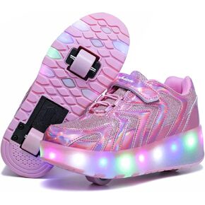أحذية الفتيات Roller LED تضيء أحذية رياضية مع عجلات قابلة للإزالة للزحافات الخفيفة الوزن التزلج على المبتدئين المبتدئين تزلج على التزلج على الأحذية الرياضية مريحة للأحذية الرياضية.