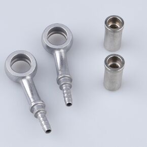 10mm ID Banjo Crimp on Barb Fitting 17 Degree for 1/8" Brake Line, Zinc Nickel Alloy, Pack of 2