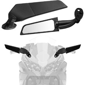 Motorcycle Rear View Mirrors, Esploratori Windshield Side Mirrors, Wide Angle Wing Mirror Compatible with Ninja 300/400/650/1000/H2 Honda Kawasaki Suzuki