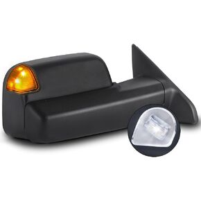 Left Black Power Heated Towing Mirrors Compatible for 09-18 Dodge Ram 1500/10-18 Dodge Ram 2500 3500/19-24 Ram 1500 Classic, LED Turn Signal Light