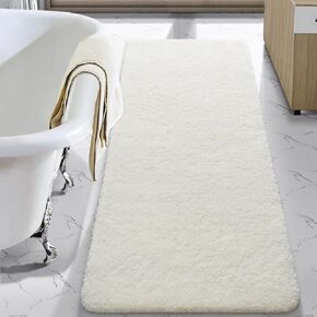 LOCHAS Bathroom Rug Runner 24x60 Inch, Soft Thick Absorbent Microfiber Bath Rugs for Bathroom, Machine Washable, Shaggy Plush Non Slip Bath Mat for Tub, Shower Floor, Quick Dry Mats, Grey