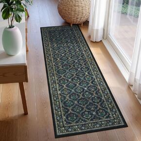 Uphome Moroccan Trellis Washable Runner Rug, 2x6 Vintage Kitchen Runner Non Slip, Soft Traditional Floral Hallway Carpet Rugs Low Pile for Bedroom Entryway Laundry, Blush Pink