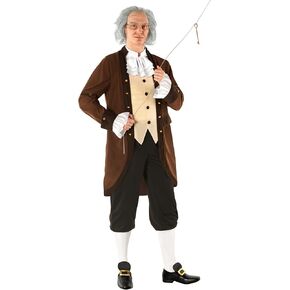 Morph Benjamin Franklin Costume With Wig Founding Fathers Costume Adult Colonial Outfit Men Ben Franklin Outfit Men