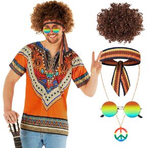 Morph Hippie Costume Mens 70s Outfit Adult Hippie Costume 70s Costumes For Men Retro 70's Outfits For Adults