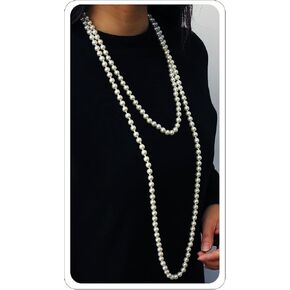 Long Pearl Necklaces for Women 70" Pearl Necklace Chunky Bead Layered Pearl Necklace Faux Pearl Dangle Necklace Wedding Bridal 1920s Gatsby Costume Jewelry Gifts