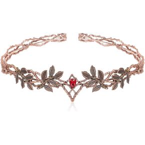 Vintage Fairy Leaf Crown - Medieval Viking Crystal Headwear for Women Men Renaissance Halloween Cosplay Party Prom