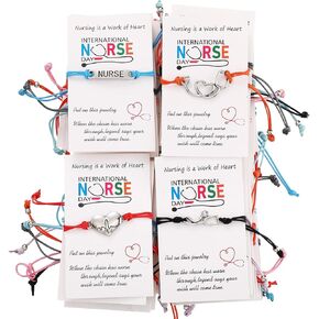 Faccito 32 Pcs Nurse Gifts Bulk Nurse Bracelet Appreciation Card Nurses Week Gifts for Nursing Practitioner Graduation Students Women Men