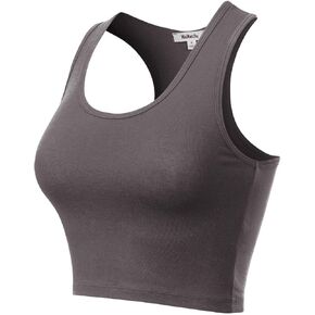 Mixmatchy Women's Casual Basic Sports Crop Tank Tops Racerback تشغيل اليوغا دبابات القطن بلا أكمام قمصان صالة رياضية