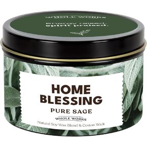 Premium Pure Sage Candle - Natural Soy Wax, Cotton Wick, Paraben and Phthalate-Free Scent, Non Toxic, Clean Scented Candles for New Home Blessing, House Negative Energy Cleansing, 6oz
