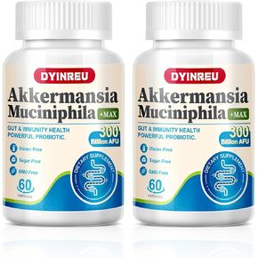 Akkermansia Probiotic, 300 Billion AFU GLP-1 Probiotic for Women & Men, Akkermansia Muciniphila for GLP-1 Production, Digestive, Gut, Immune Health, Enhances Gut Digestive Lining function, 60 Capsules