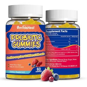 Gummies بروبيوتيك لصحة الجهاز الهضمي - 10 مليارات من CFU Bacillus Coagulans - نباتي وغير المعدلة وراثيا - الدعم المناعي والجهاز الهضمي للرجال والنساء - نكهة الفراولة والتوت المختلط ، 60 عددًا