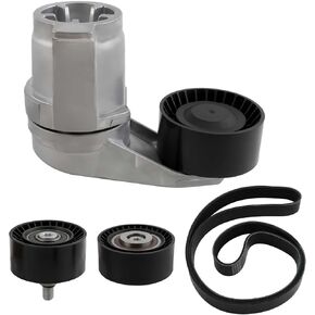 11287589365 4Pcs Serpentine Belt and Belt Tensioner Kit with Pulley Compatible with BM/BW 530i 540i 640i 740i 740Li X5 X6
