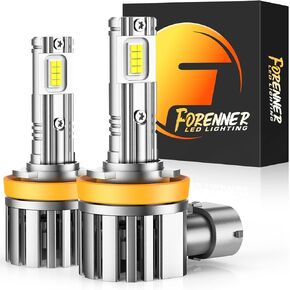 Forenner H11 Light Lights 6500K White ، 1: 1 Mini Size No Adapter مطلوب H9/H8 LED مصباح الضباب LED ، قابس غير قطبي ولعب H16 ، IP68 مقاومة للماء ، حزمة 2