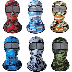 6 Pcs Sun UV Protection Balaclava Helmet Liner Cycling Face Mask Cap, Windproof Full Face Covering for Outdoor Sports