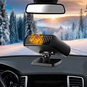 MACHSWON Portable Car Heater for Window Defroster Demister, 2 and 1 Hot and Thermal Cooling Fan Ceramic 12 V Plug-in Cigarette Lighter for Car