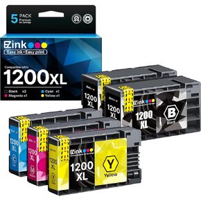 E-Z Ink Compatible Ink Cartridge Replacement for Canon PGI-1200 XL PGI-1200XL PGI1200XL to use with MAXIFY MB2020 MB2320 MB2120 MB2720 MB2350 MB2050 (2 Black, 1 Cyan, 1 Magenta, 1 Yellow, 5 Pack)