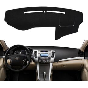 حصيرة غلاف DASH Custom FIT لـ Hyundai Sonata 2009 2010 مع Cutout for Sensor ، واقي لوحة غلاف لوحة القيادة (09-10 Black)