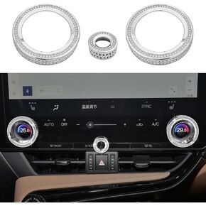 CONGCONG 3PCS Bling AC Control Knob Covers Fit for Lexus NX RX GX Accessories,Car Interior Accessories,Crystal AC Decal Trim Rings.
