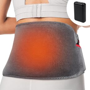 Long Lasting Cordless Back Heating Pad for Back Pain Relief, Portable Heated Back Wrap with Battery for Lower Back, Cramps, Menstrual, Abdominal, Gift for Women Men, Fit Size S/M/L/XL