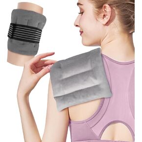 SuzziPad 10.8x5.5in Microwave Heating Pad, Microwavable Heating Pads with 25in Velcro Straps, Hands-Free Heat Compress for Neck Shoulder, Multipurpose Moist Heat Pack for Arm, Abdomen and Calf, Gray