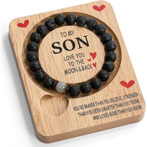 Christmas Gifts for Son - Birthday Gifts of Trendy Bracelet for Boy- Beaded Stretch Healing Bracelet with Stone Beads for Son
