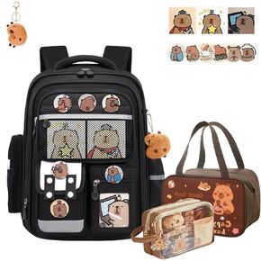 Capybara Backpack Mochila Capybara Cute Kawaii Kapibara Daypack Funny Going Out Cartoon Laptop Travel Casual Bag(Khaki,Medium)