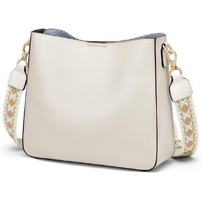 Crossbody Bag Purse for Women Genuine Leather Ladies Handbag Hobo Shoulder Bag with Adjustable Strap White