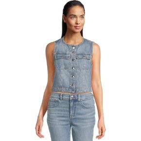 Madewell womens Round Neck Button Denim Shell in Robertson Wash