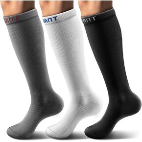 BULLIANT Compression Socks 3Pairs-15-20mmHg Circulation Support Men Women Hiking Sports Recovery-Upgraded Wicking Tech