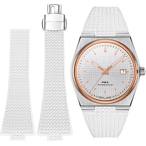 Stanchev Strap for Tissot PRX, Soft Fluororubber Folding Clasp Band, Cut to Size 11/12mm Men Women Replacement Bands for Tissot PRX Series Watch 35mm 40mm