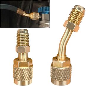 R410a محول مستقيم وزاوية ، محول نظام تقسيم صغير ، 5/16 "أنثى إلى 1/4" توصيلات زهرية سريعة ، شحن محول منفذ فراغ لمكيفات الهواء ، HVAC ، خدمة التبريد