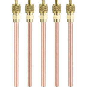 UXCELL 5PCS Access Service Valves ، 1/4 "OD x 4.72" طول النحاس النحاس النحاس ملء الصمامات الصمامات مكيف الهواء الشحن لتكيف HVAC لإصلاح أنظمة HVAC