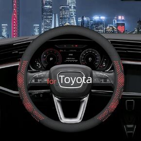 غطاء عجلة القيادة الجلدية لتويوتا RAV4 Corolla Camry Highlander ، غطاء عجلة السيارة من 14.5-15 بوصة مع تنفس غير قابلة للانزلاق (أزرق)