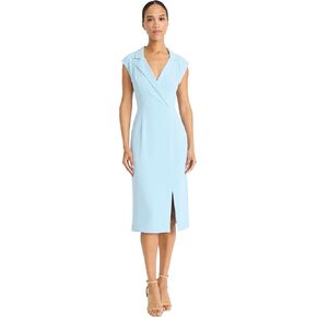 Maggy London Women's Tailored Wrap Midi Deep V-Neck-Sleeveless Professional Wear-Formal Evening Dress