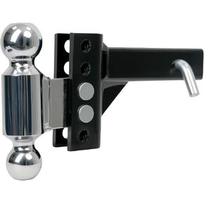 Rockland Steel Trailer Trailer Hit Ball Mount ، كرة صلبة مزدوجة 2 "و 2-5/16 بوصة كرات ، 10000 رطل GTW ، قطرة/ارتفاع 5 بوصات للشاحنة مع وسادة مضادة للبطء ، يناسب 2" مستقبل