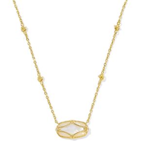 Kendra Scott Womens Elisa Lattice Frame Short Pendant Necklace Gold Ivory Mother Of Pearl One Size One Size
