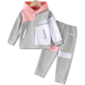 Toddler Kid Girl Clothes Patchwork Hoodie Trousers Long Springtime Autumn 2PC Outfit Set