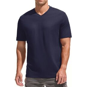 T-shirt للرجال-القطن-القطن بنسبة 95 ٪ 5 ٪ SPANDEX SOFT SLIM FIT TEE ، فتل الرطوبة للتنفس للتمرين غير الرسمي