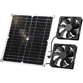 طقم مروحة Sunyima Solar Panel ، لوحة شمسية مقاوم للتجول في Sunyima ، مع مروحة DC لأغاني الدجاج الصغيرة ، والبيوت البيوت ، والسكان ، ومنازل الحيوانات الأليفة ، وعادم النوافذ (مروحة مزدوجة)