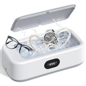 Ultrasonic Jewelry Ring Cleaner, 700ml(24oz), 49khz, 48W,Multiple Digital Display Modes Convenient Jewelry Cleaner for Jewelry, Eyeglasses, Keys, Combs, Coins, Razor Heads