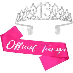 Semato 13th Birthday Sash and Tiara Kit- 13th Birthday Decorations for Girls