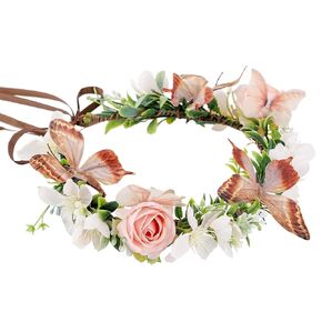 Purple Butterfly Flower Crown - Forest Fairy Floral Headpiece Handmade Woodland Elf Headband for Women Girls Maternity Renaissance Renfaire Accessory Halloween Costume Cosplay Headdress