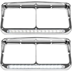2x 4x6 المصباح الإطار مع 12 "عدسة صافية LED LED LED LED ، استبدال السكن كروم ل Kenworth T800/T600/T400 ، Peterbilt 379/378 ، Freightliner FLD و Classic Semi Trucks Dot متمثل