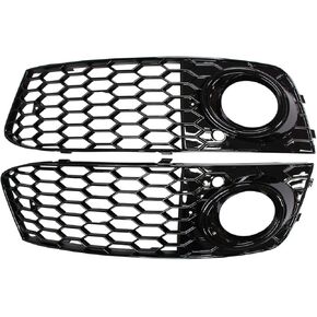 MOTOKU Glossy Front Bumper Fog Light Lamp Mesh Grill Grille for A4 B8 2008 2009 2010 2011 2012