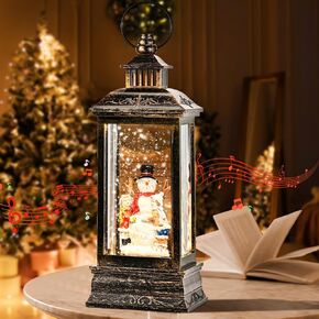 عيد الميلاد الثلج Globe Musical Musical ، Snowman Snow Globe مع 8 أغنيات وجهاز توقيت 6H ، مألو