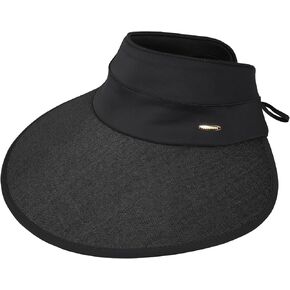 Sun Visor Hat for Women, Wide Brim Rollable Hats with Chin Stap UV Protection Beach Ponytail Cap Summer