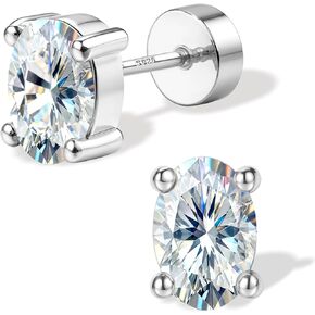 Moissanite Earrings Studs Flat Back Earrings Hypoallergenic - 14K Gold Plated Sterling Silver Earring for Women Men Small Dainty Cartilage Helix Piercing Jewelry D Color VVS1