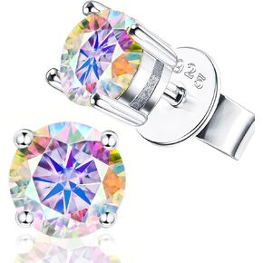 أقراط Moissanite ， 2ct D Color VVS1 Clarity Solitaire Round Cut أقراط S925 STERLING SILD