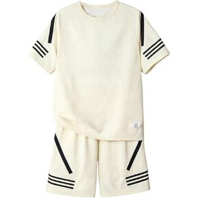 GORGLITTER Boy's Summer Beach Outfits Short Sleeve Drippy Tee Shirts and Basketball Shorts Set