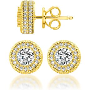 Jewelry S925 Round Moissanite Hip Hop Iced Out Halo Stud Earrings For Men Women Christmas Gifts